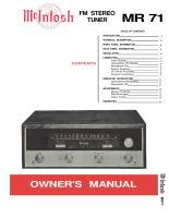 McIntosh MR-71 - Owners manual 